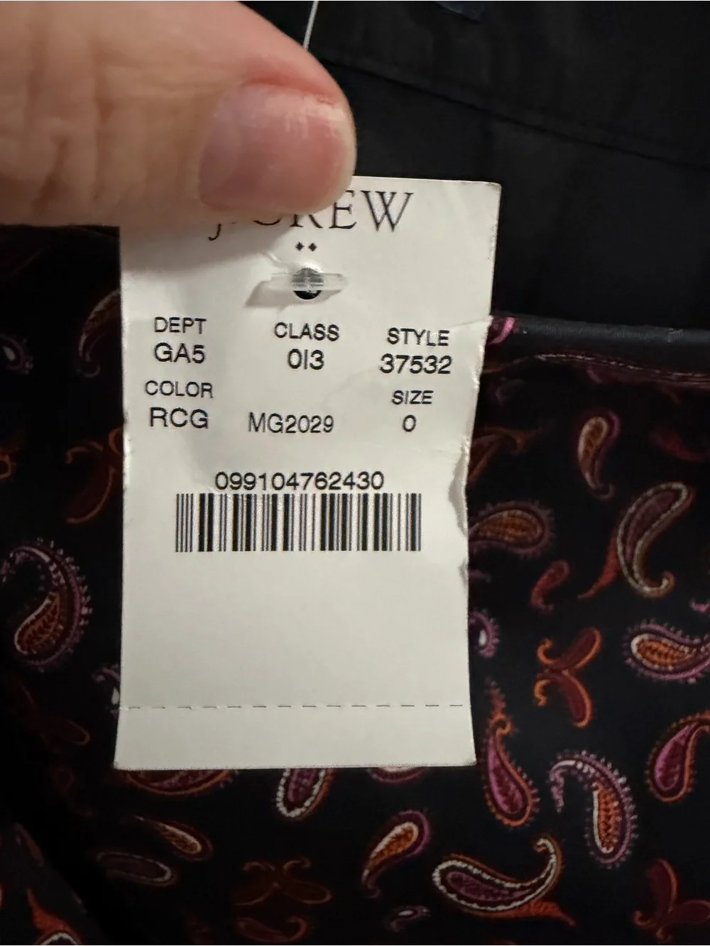NWT J. Crew Black The Pencil Skirt with Paisley Medallion Accent. Size 0